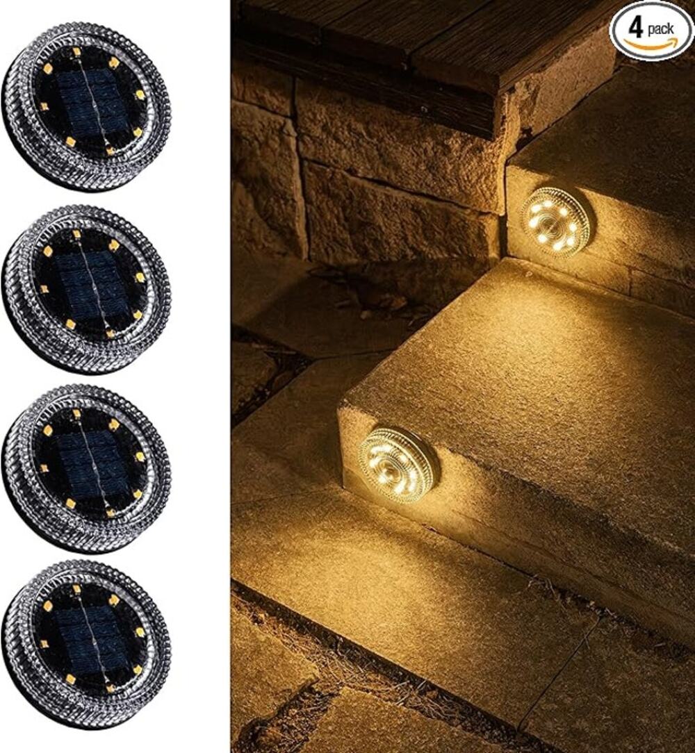 Glass Solar Step Lights with Wave Style, Modular-Design Waterproof Outdoor Fence